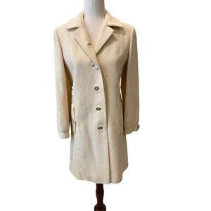 VTG 50s‎ 60s Midi Trench Tailored Coat Yellow Office Wear Career Business Small